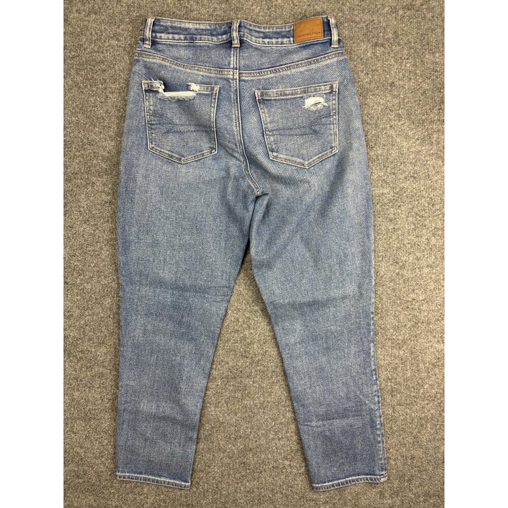 American Eagle Jeans Womens 4 Blue Highest Rise Mom Jean Stretch Distressed - Picture 7 of 9